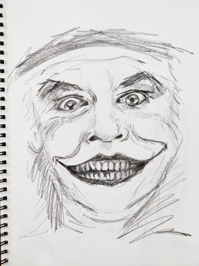 Dessin au crayon de Jack Nicholson en Joker