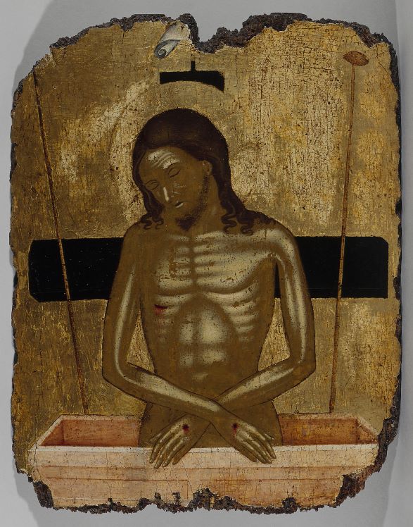 Icône représentant le Christ dont le corps est presque de la même couleur que le fond or
